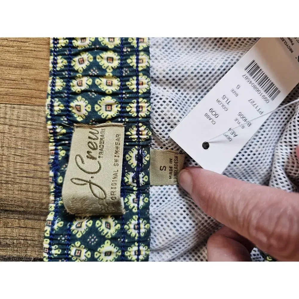 J. Crew Paisley Print Multi Color Swim Trunks Econyl Nylon Men's S NWT Sold Out - Picture 6 of 9